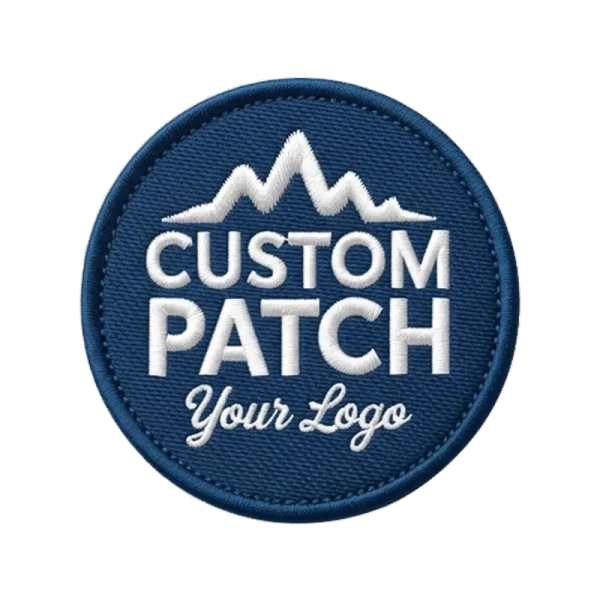 blue navy patches white text written custom patch your logo